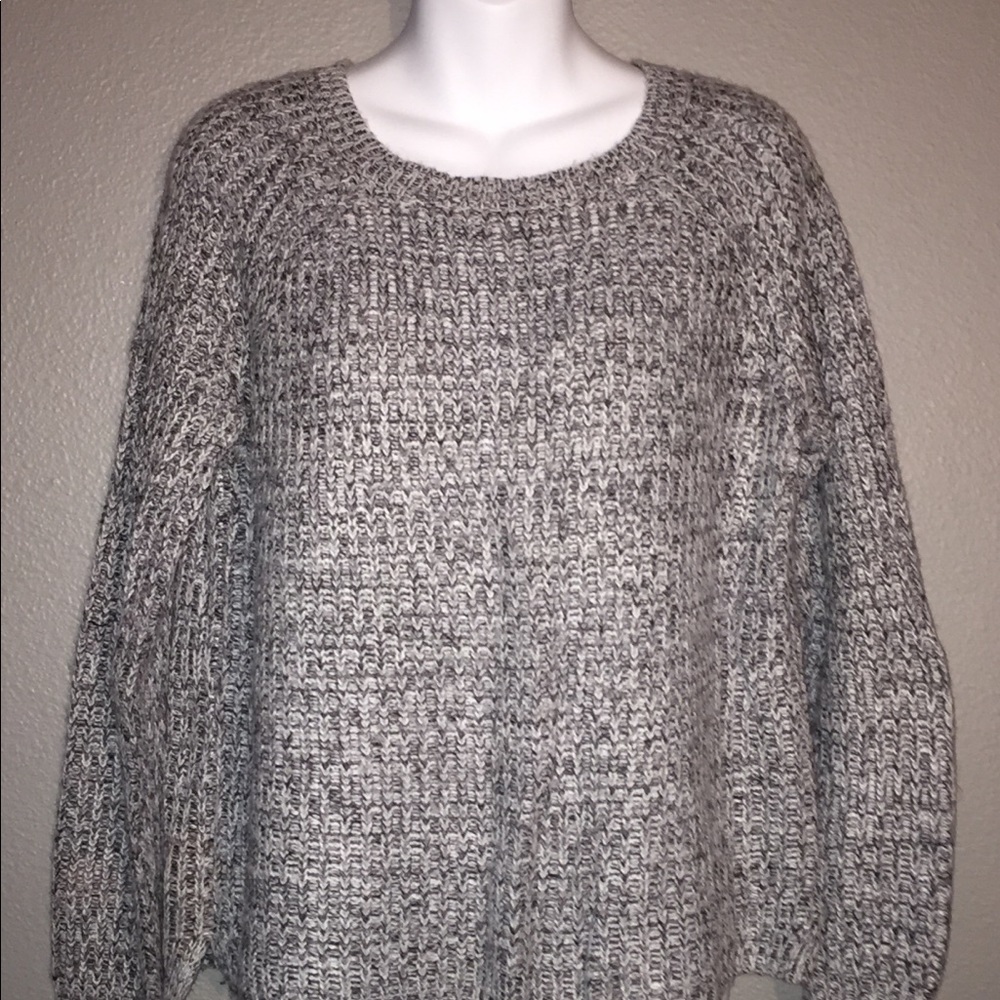 Marled Grey Knit Sweater Large